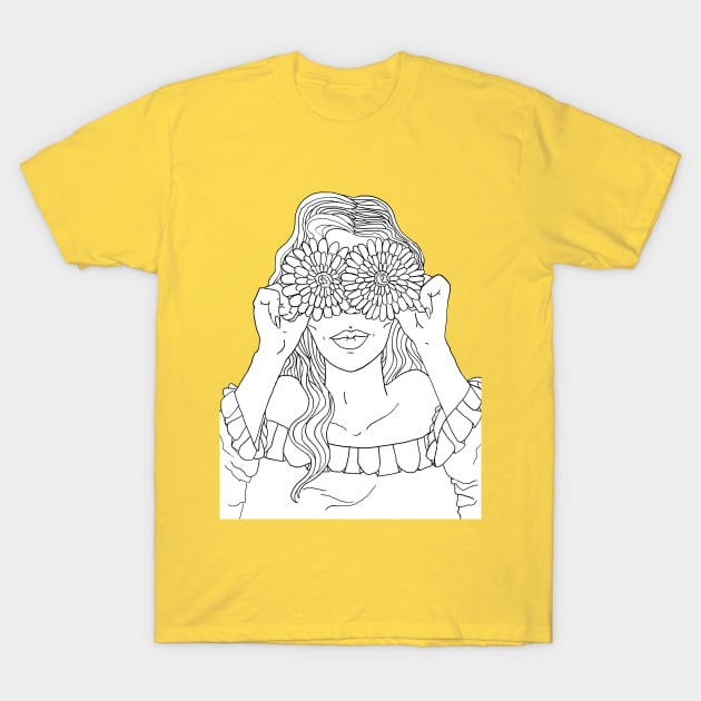 Cute Sunflower Babe T-Shirt by DeadKathy